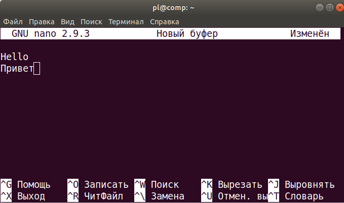 Консольный текстовый редактор Nano